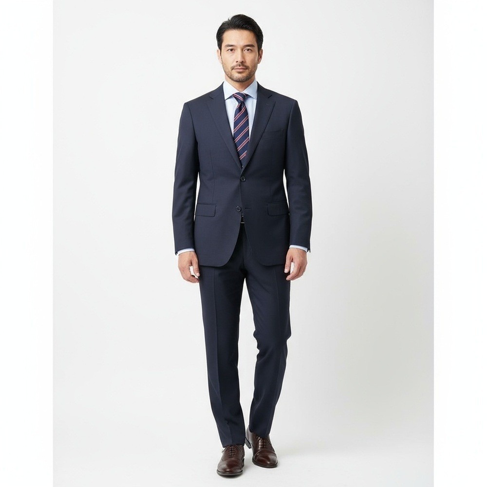 Gino Valentino Suit Coat Mens Size 38 S Navy Blue Single Breasted Two Button Pro